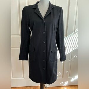 CAbi Black Long Trench Coat with Notch Collar